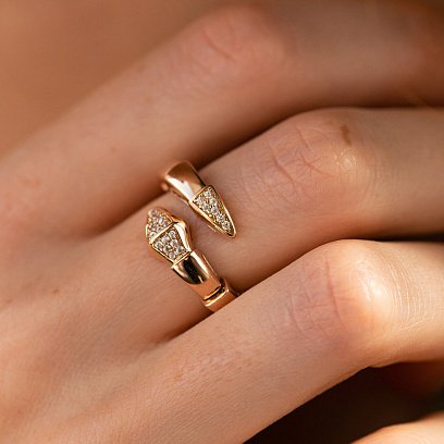 Каблучка "Змія" в червоному золоті (фіаніти) к07366 №2