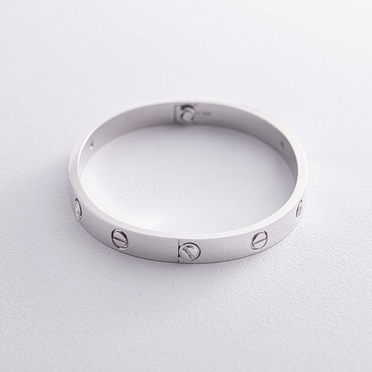 Жорсткий браслет "Love" з діамантами (біле золото) 531761121 від ювелірного магазину Онікс - 6