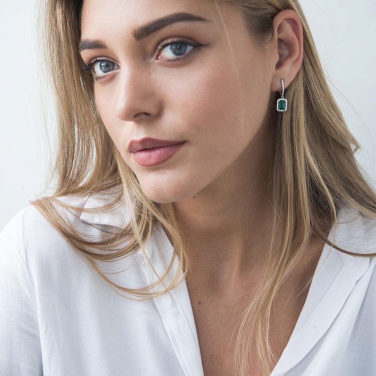 Золоті сережки з празіолітом с04173 від ювелірного магазину Онікс - 4