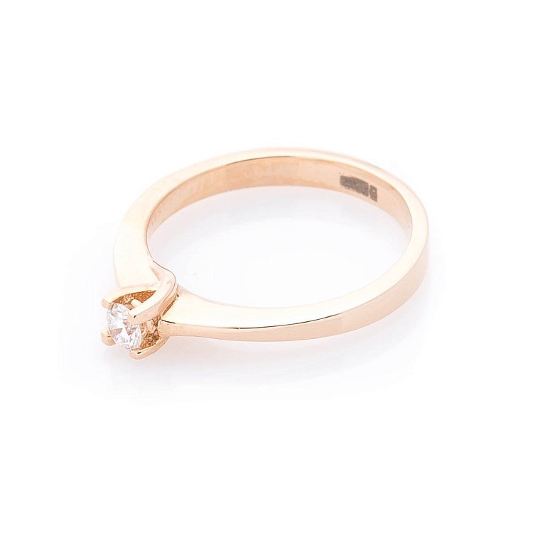 Золотое помолвочное кольцо с фианитом к05457 от ювелирного магазина Оникс - 1