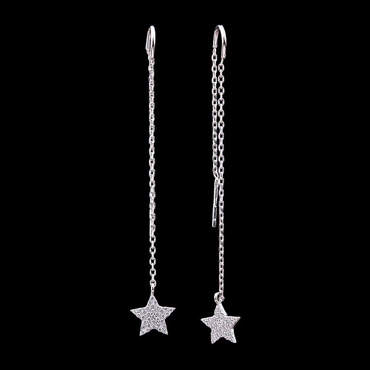 Серебряные серьги "Звездочки" с фианитами 121743 от ювелирного магазина Оникс - 1