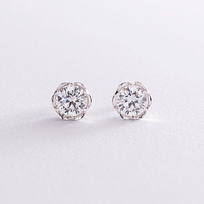 Серебряные серьги - пусеты (фианиты) 121862