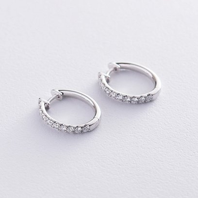 Золотые серьги - кольца с бриллиантами сб0338ri №3