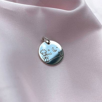 Серебряный кулон "Маленький принц" (гравировка с двух сторон кулона) 132722мп №5