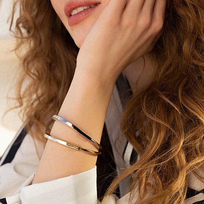 Жесткий браслет Lock в белом золоте б05257 №8