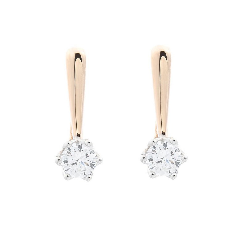 Золотые серьги с фианитами с05360 от ювелирного магазина Оникс