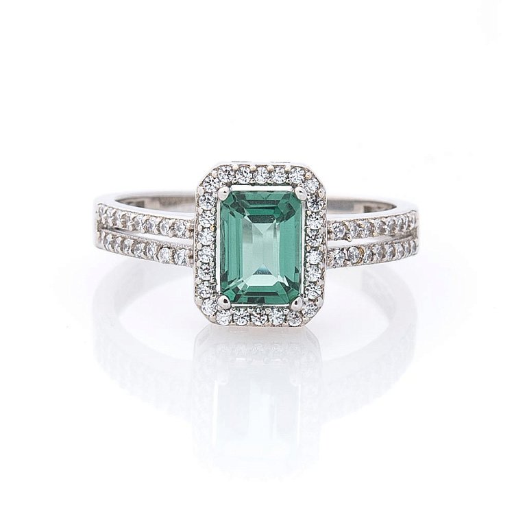 Золота каблучка з празіолітом і фіанітами к04634 - 3 Золота каблучка з празіолітом і фіанітами к04634 від ювелірного магазину Онікс - 3