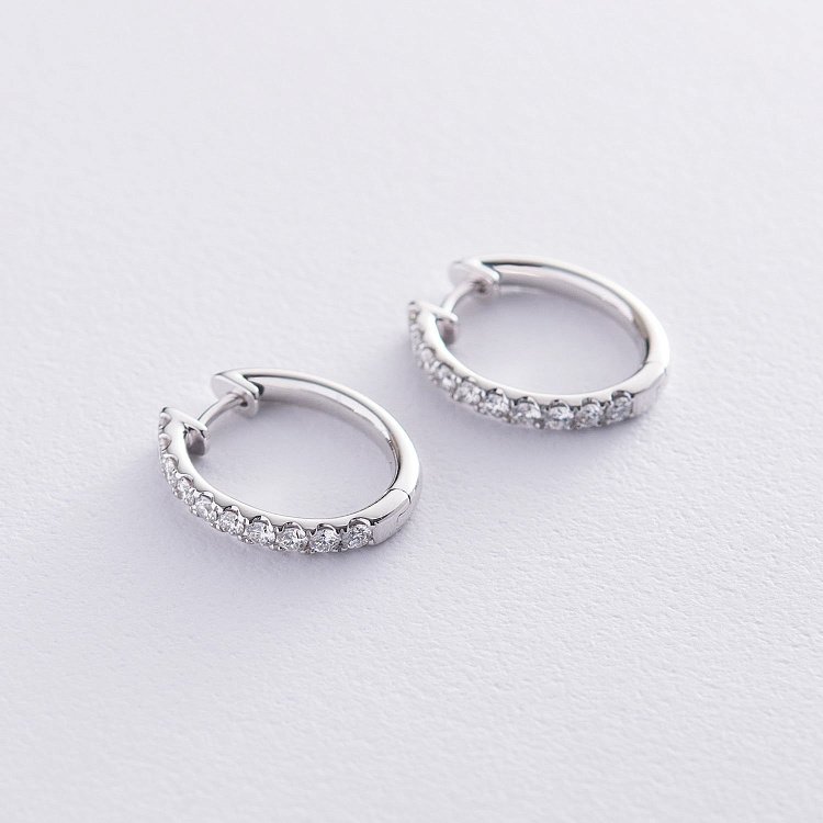 Золотые серьги - кольца с бриллиантами сб0338ri от ювелирного магазина Оникс - 2