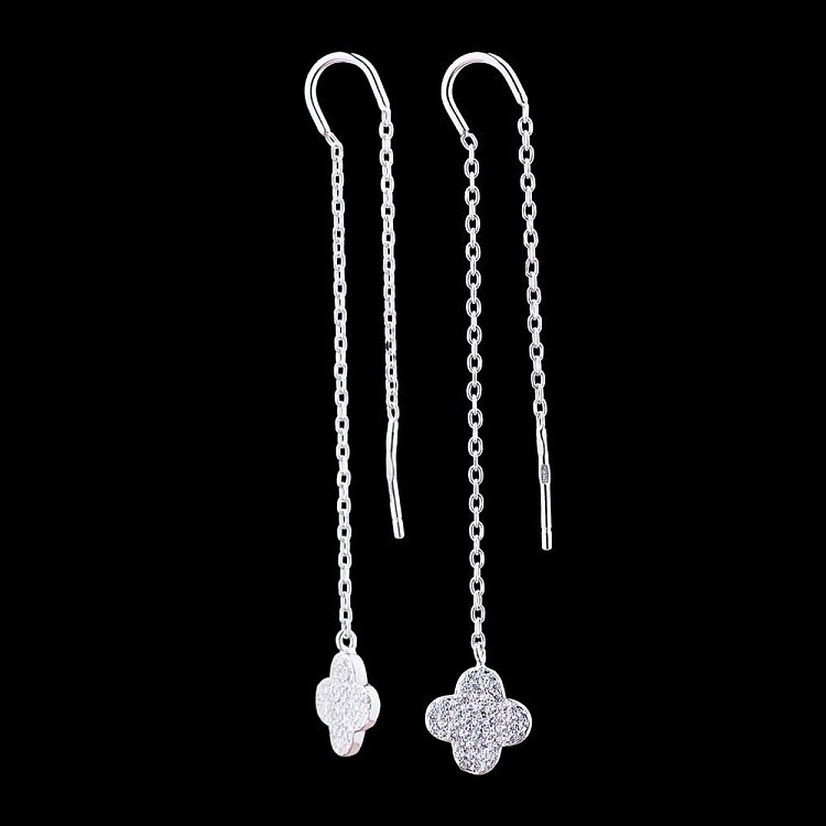 Серебряные серьги "Клевер" с фианитами 121709 от ювелирного магазина Оникс - 1