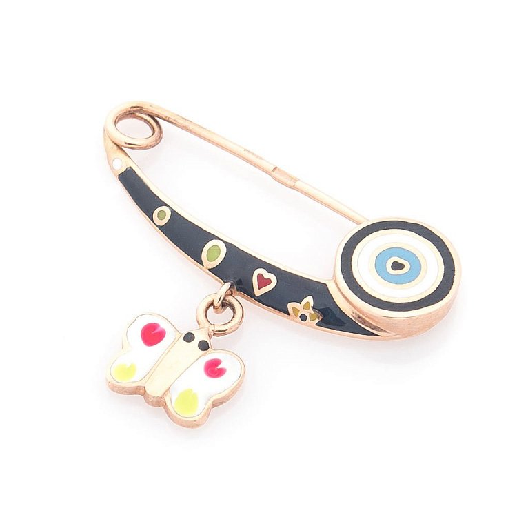 Золота дитяча булавка"Метелик" з емаллю зак00104бб від ювелірного магазину Онікс