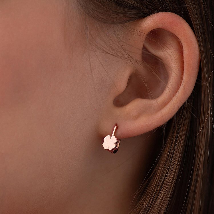 Золоті дитячі сережки "Конюшина" с09277 від ювелірного магазину Онікс - 1