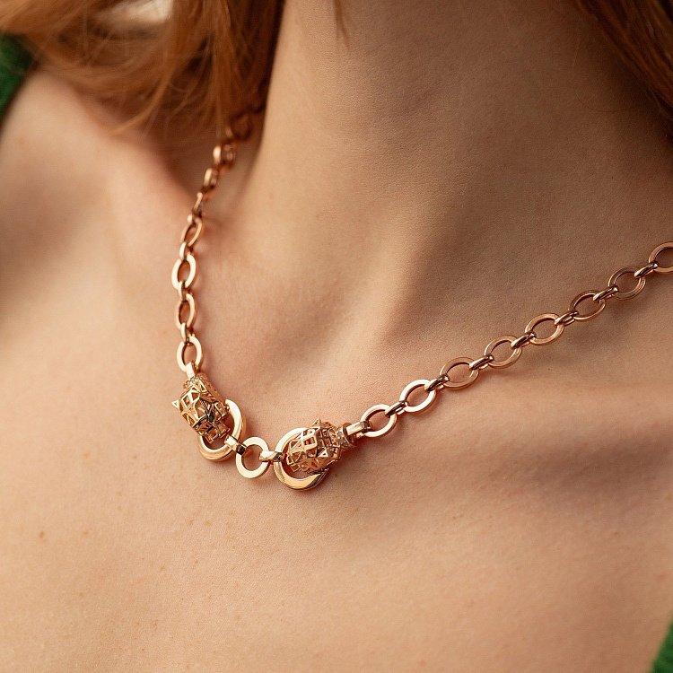 Кольє "Пантера" у червоному золоті (фіаніти) кол02441 від ювелірного магазину Онікс - 3