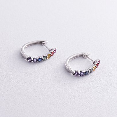 Золоті сережки з різнокольоровими сапфірами сб0455nl №3