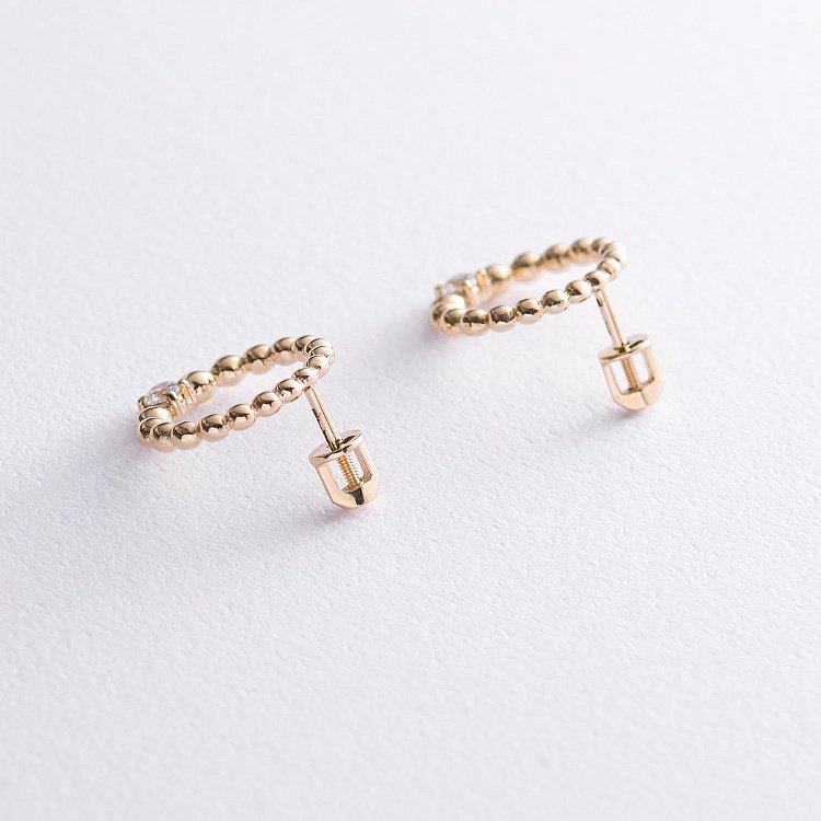 Серьги "Гармония" в желтом золоте (фианит) с06939 от ювелирного магазина Оникс - 3