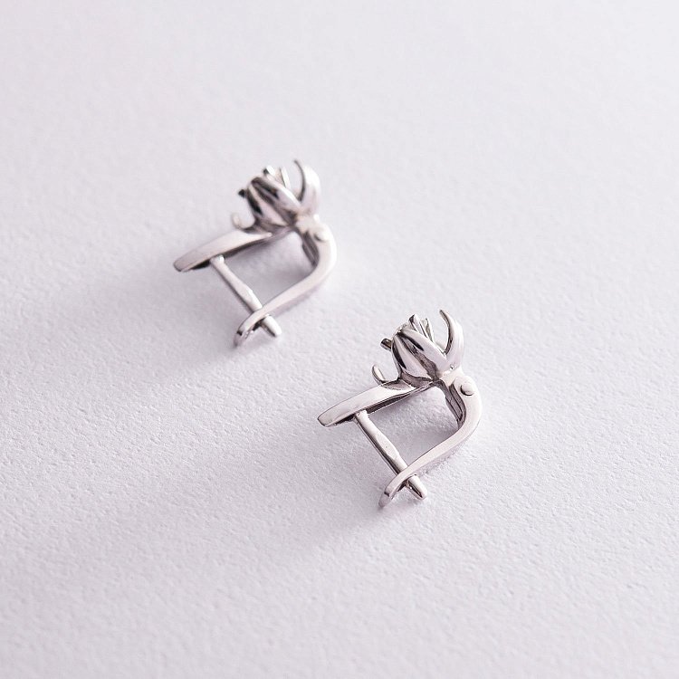 Золоті сережки "Квіточки" з діамантами сб0055 від ювелірного магазину Онікс - 2