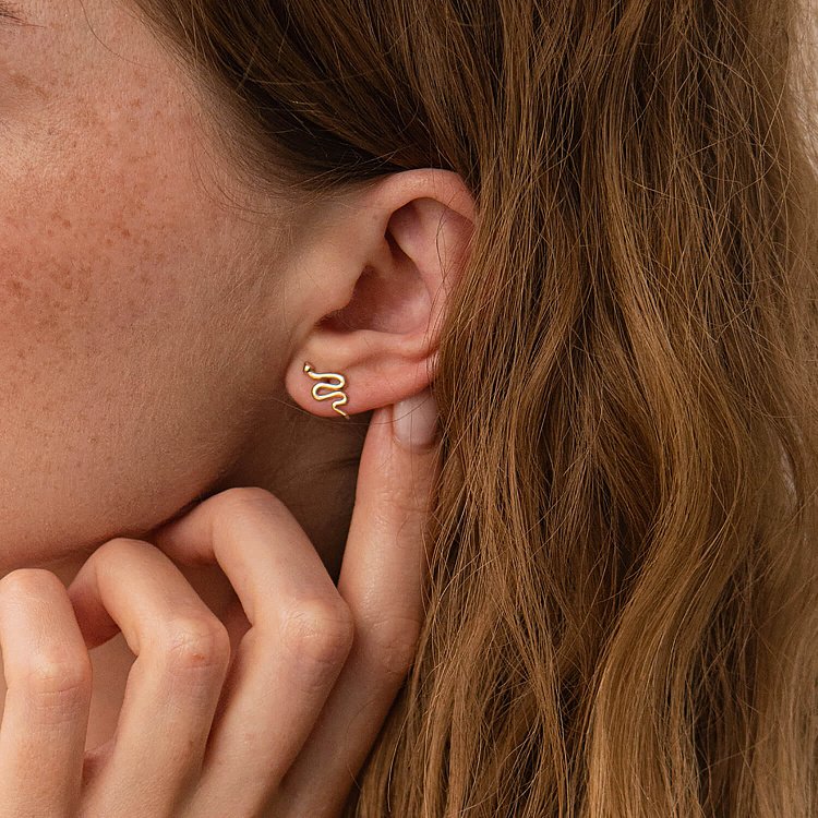 Сережки - пусети "Змії" у червоному золоті с07880 від ювелірного магазину Онікс - 3