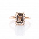 Золотое кольцо (дымчатый кварц, фианиты) к02123 от ювелирного магазина Оникс - 2