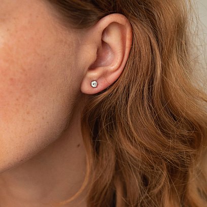 Золоті сережки - пусети з діамантами сб0436ca №4