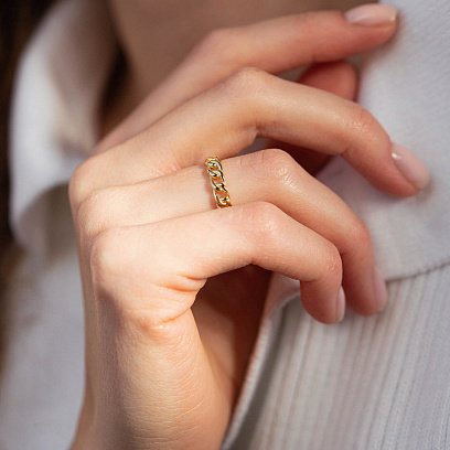 Каблучка "Ланцюжок" у жовтому золоті к07190 №10