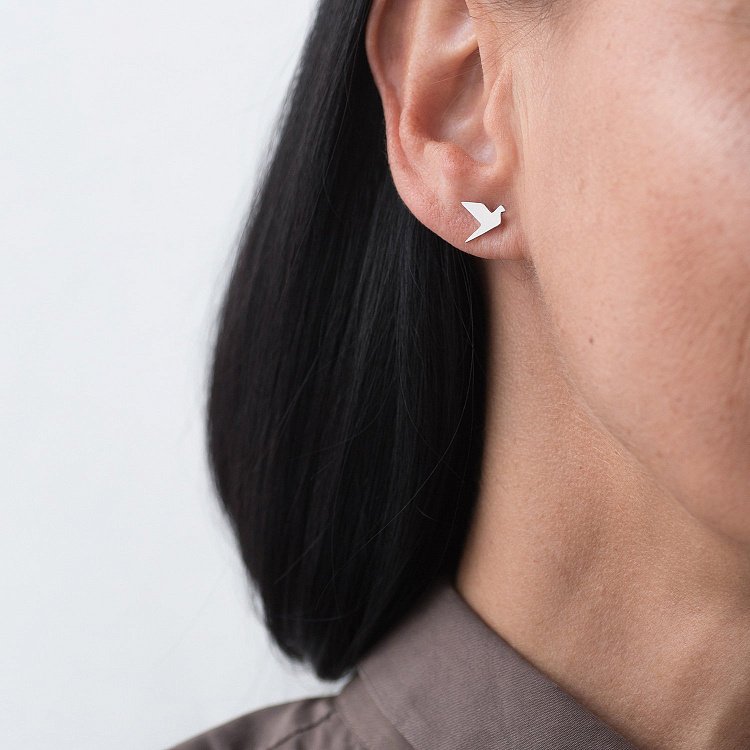 Золоті сережки-пусети "Літаючі пташки" с06408 від ювелірного магазину Онікс - 3