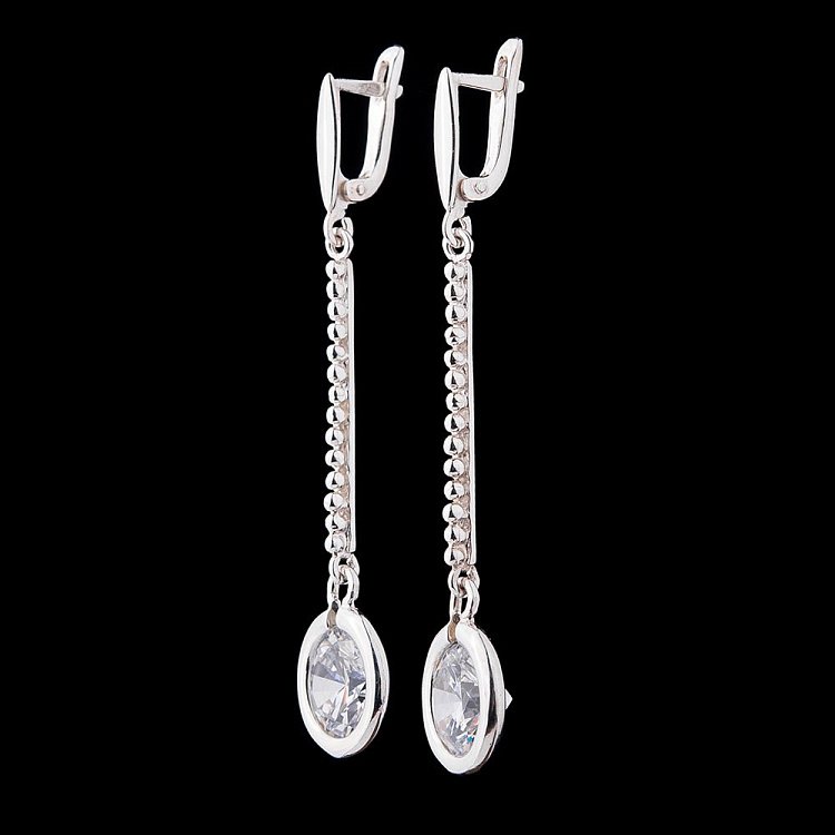 Срібні сережки з фіанітами 12501 від ювелірного магазину Онікс - 1