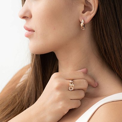 Золота каблучка "Пантера" (фіаніти) к06561 №2