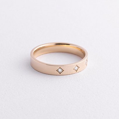 Обручка з діамантами (жовте золото) 242451621 №2