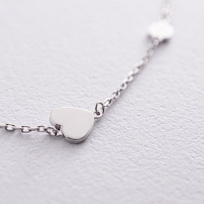 Колье "Сердечки" в белом золоте кол02232 №4