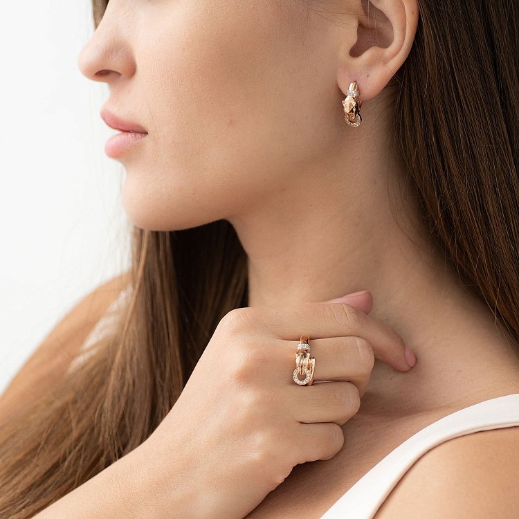 Золота каблучка "Пантера" (фіаніти) к06561 від ювелірного магазину Онікс - 1