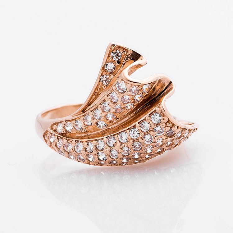 Золота каблучка з фіанітами к01687 - 1 Золота каблучка з фіанітами к01687 від ювелірного магазину Онікс - 1