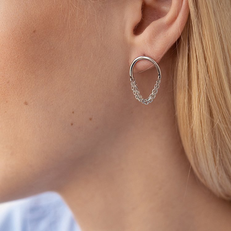 Серебряные серьги - пусеты "Пенелопа" 123190 от ювелирного магазина Оникс