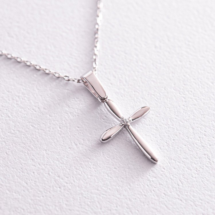 Золотое колье "Крестик" с фианитом кол02191 от ювелирного магазина Оникс - 2