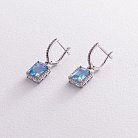 Золоті сережки з блакитним топазом і фіанітами с04172 от ювелирного магазина Оникс - 2