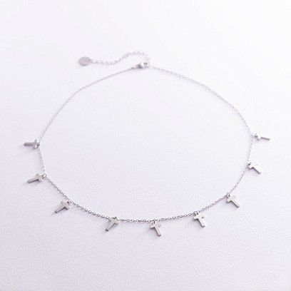 Срібне кольє "Хрестики" (9 шт) 181034 №2