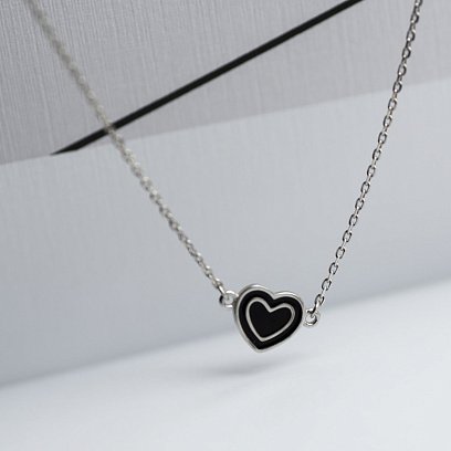 Серебряное колье "Сердечко" (эмаль, фианиты) 18647 №11