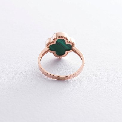 Кольцо "Клевер" в красном золоте (малахит) к06566 №3