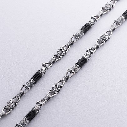 Чоловічий срібний ланцюжок "Вовки" з ебеновим деревом 1253 №5