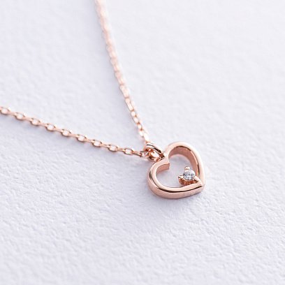 Колье "Сердечко" в красном золоте кол02201