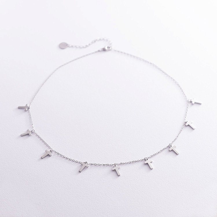 Срібне кольє "Хрестики" (9 шт) 181034 від ювелірного магазину Онікс - 1
