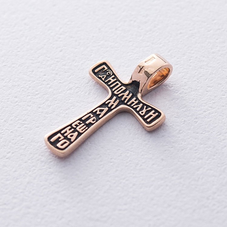 Золотой крестик (чернение) п03248 от ювелирного магазина Оникс - 5