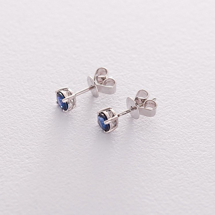 Золоті сережки-гвоздики з синім сапфіром сб0114gl від ювелірного магазину Онікс - 2