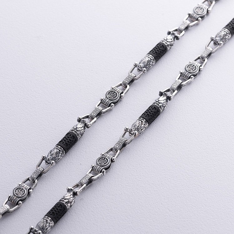 Чоловічий срібний ланцюжок "Вовки" з ебеновим деревом 1253 від ювелірного магазину Онікс - 4