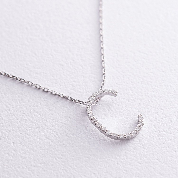 Золоте кольє з літерою "С" з діамантами 133611121 від ювелірного магазину Онікс - 3