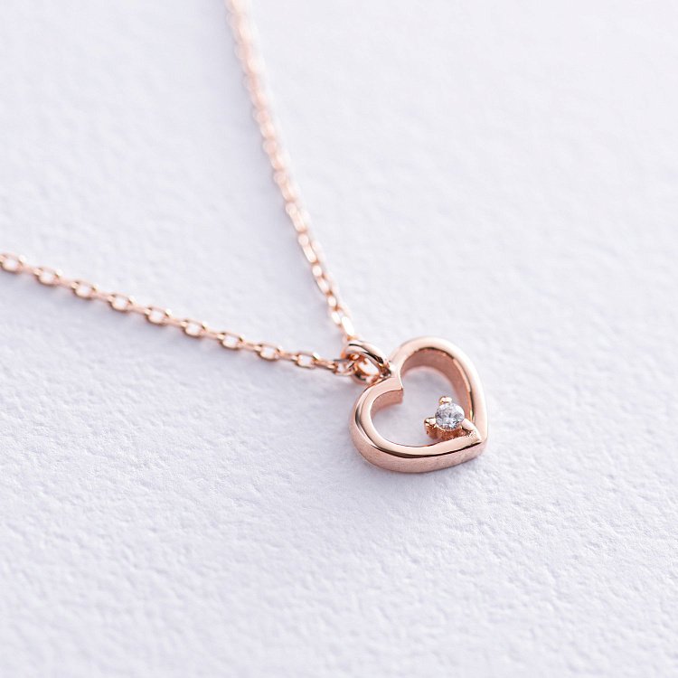 Колье "Сердечко" в красном золоте кол02201 от ювелирного магазина Оникс