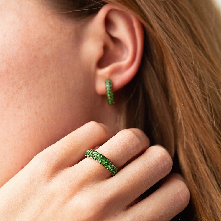 Золотые серьги с цаворитами сб0424gl от ювелирного магазина Оникс - 4