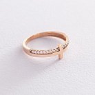 Золотое кольцо "Крестик" с фианитами к05521 от ювелирного магазина Оникс