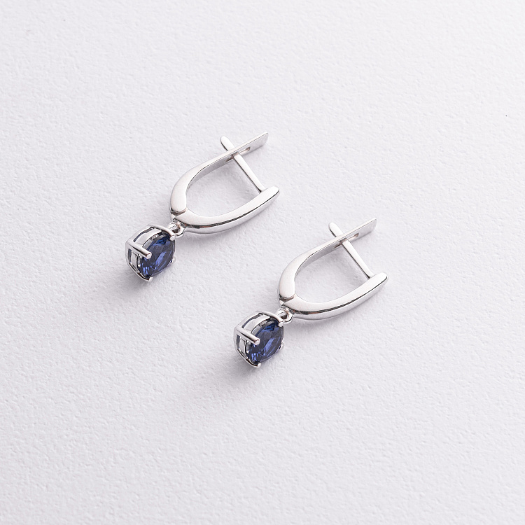 Срібні сережки з сапфірами 2541/1p-HSPH від ювелірного магазину Онікс - 1