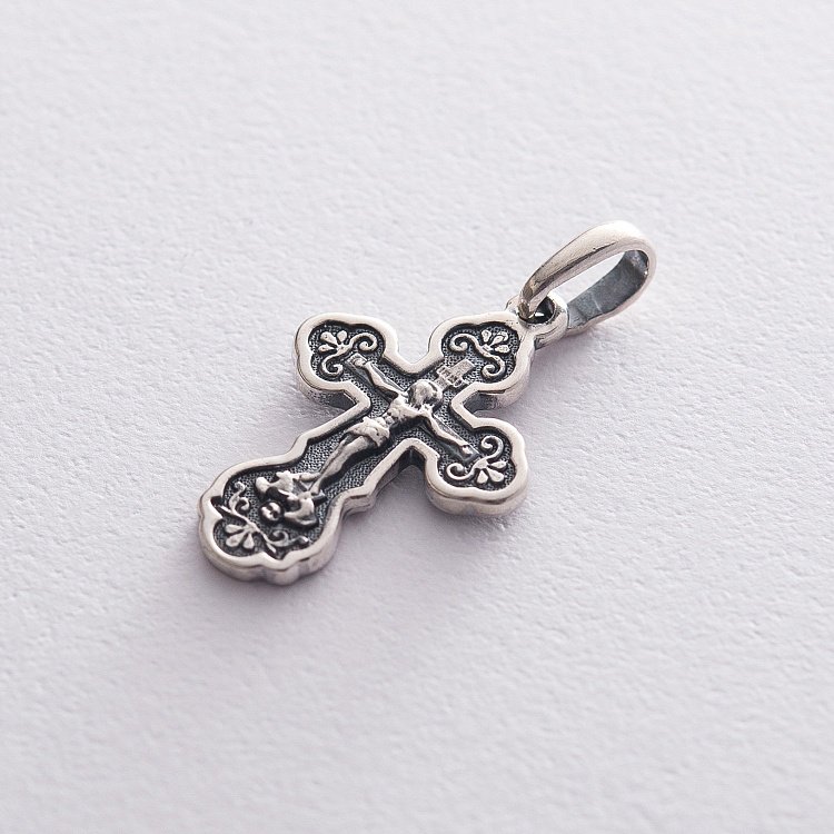 Срібний православний хрестик (чорніння) 131721 від ювелірного магазину Онікс