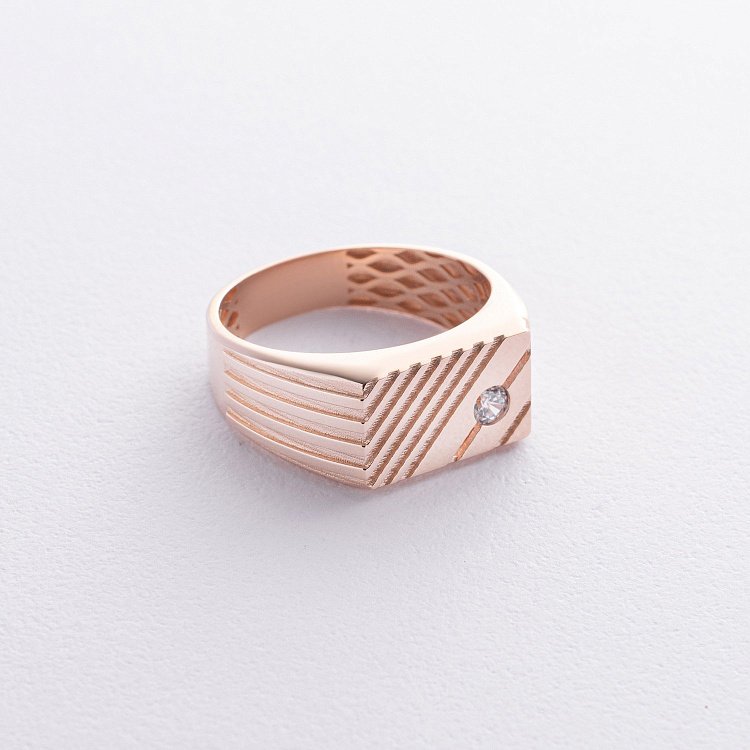 Мужская золотая печатка с фианитом к08223 от ювелирного магазина Оникс - 2