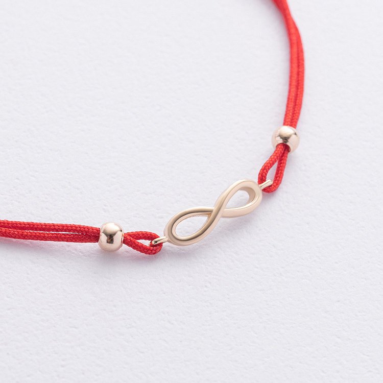 Золотий браслет "Нескінченність" з червоною ниткою б05522 від ювелірного магазину Онікс - 2